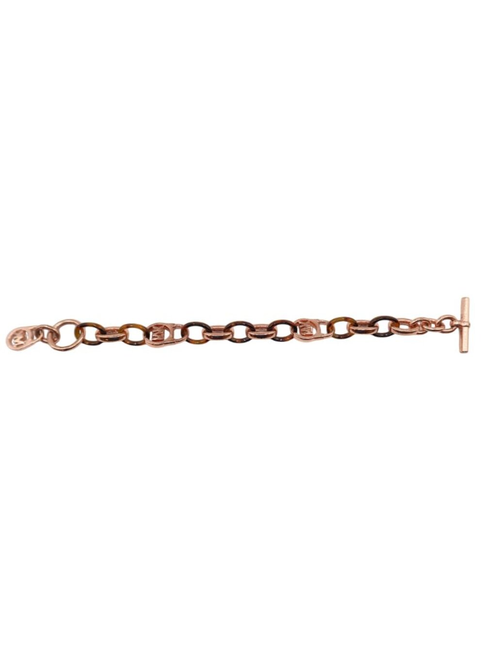 MICHAEL KORS MK Logo Rose Gold Faux Tortoiseshell Chunky Chain Padlock Bracelet - Picture 2 of 8